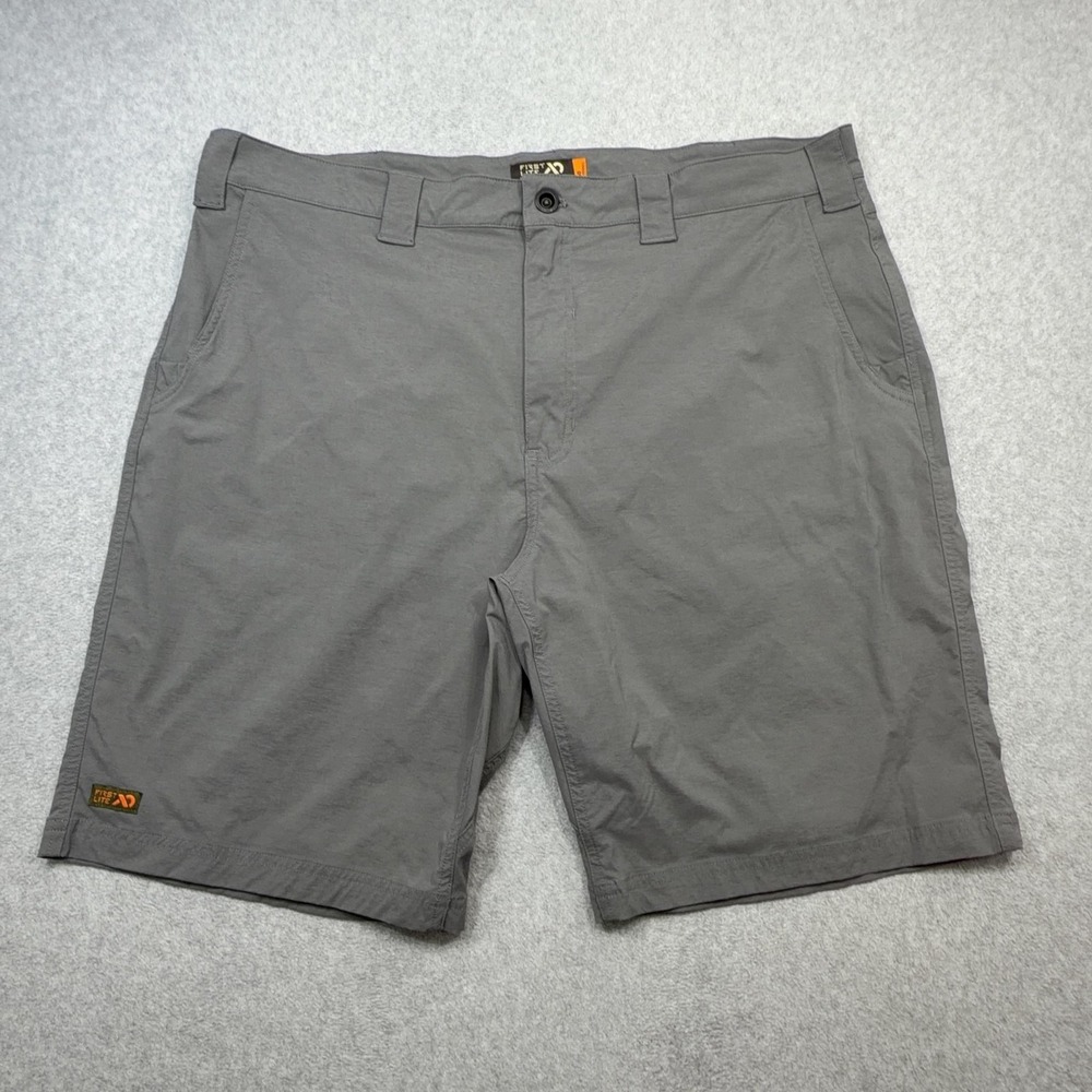 First Lite Guide Lite Shorts Mens 40 Gray Chino Stretch Quick Dry 10 Inch Hiking